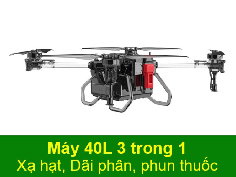 Máy bay nông nghiệp 3 trong 1 PG80: phun thuốc, sạ lúa, rải phân